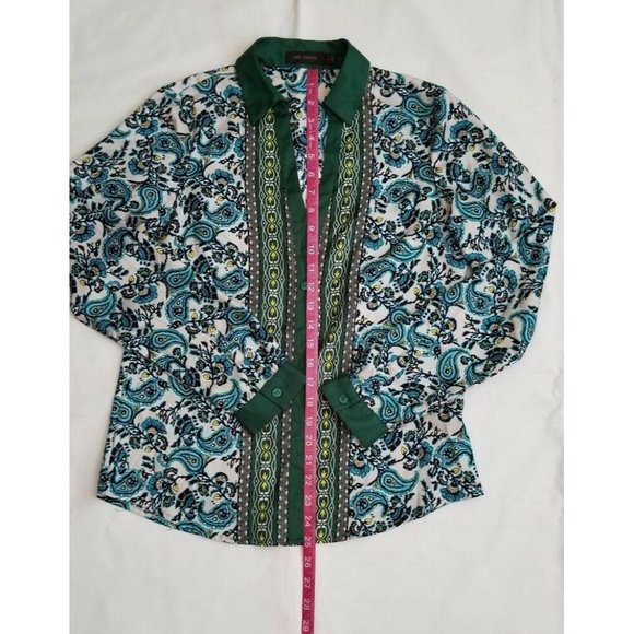 The Limited Women’s Paisley Print Long Sleeve Button-Up Collared Blouse Small - Picture 6 of 11